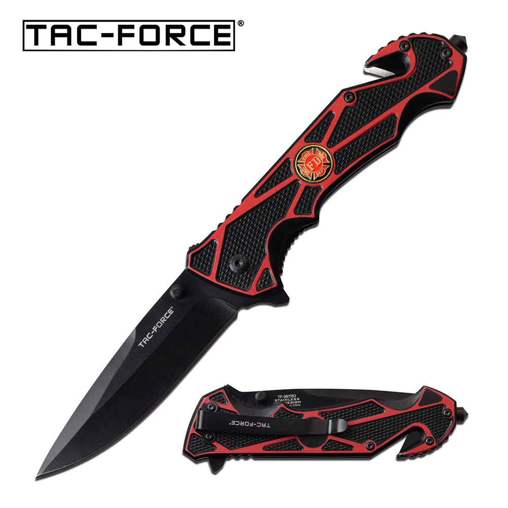 Fire Department Red - Folding Pocket KNIFE